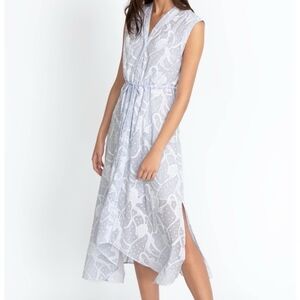 🫟 Johnny Was - Seersucker Asymmetrical Cotton Dress,  Size XL